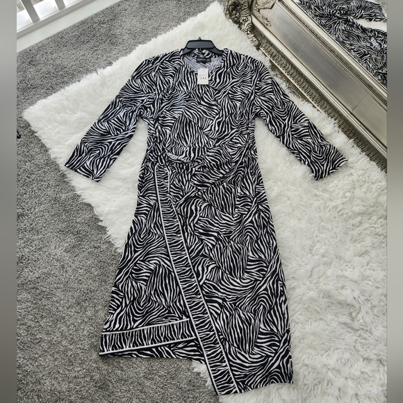 Harper 241 Zebra Pattern Long-Sleeve Wrap Front Dress. Size 16. New. - Picture 1 of 11